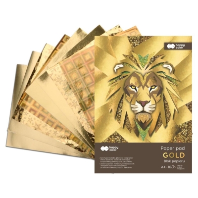 Blok A4 Gold Happy Color z motywami w kolorze złotym 10 kartek